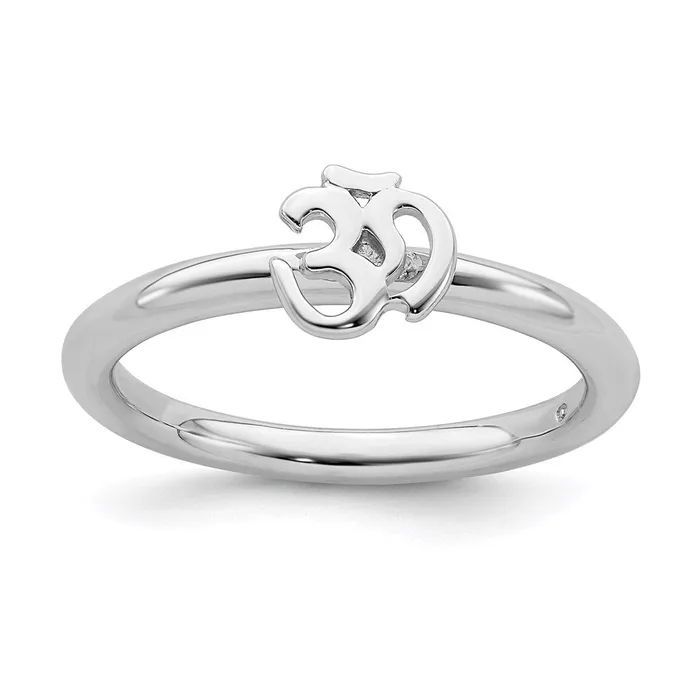 Stackable Expressions Sterling Silver Stackable Expressions Rhodium Ohm Ring QSK1937 Rings