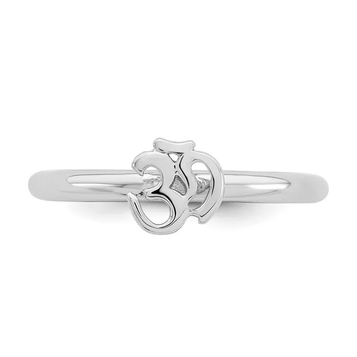 Stackable Expressions Sterling Silver Stackable Expressions Rhodium Ohm Ring QSK1937 Rings