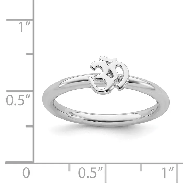 Stackable Expressions Sterling Silver Stackable Expressions Rhodium Ohm Ring QSK1937 Rings