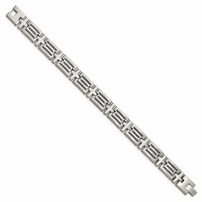 Stainless Steel Brushed with Polished Beads 85in Link Bracelet Chisel Bracelets