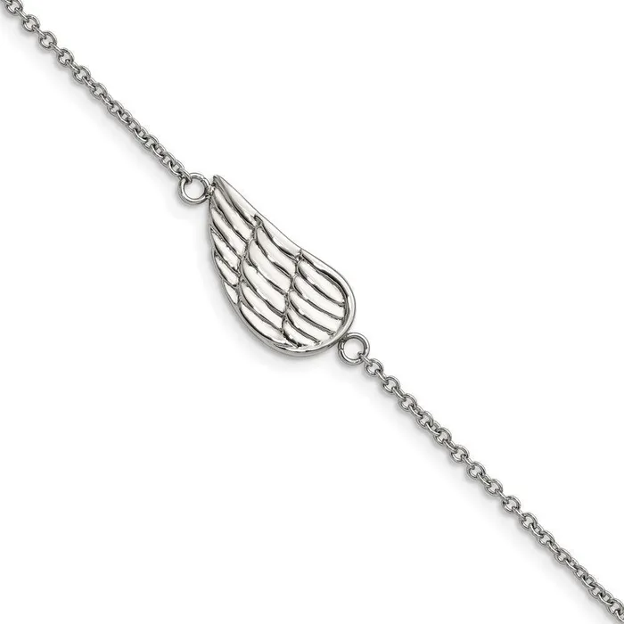 Stainless Steel Polished and Brushed with 125in ext Angel Wing Bracelet Chisel Bracelets