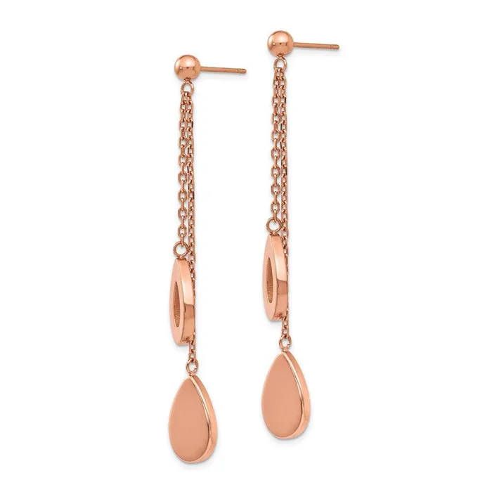 Stainless Steel Polished Rose IPplated Post Dangle Earrings Chisel Earrings
