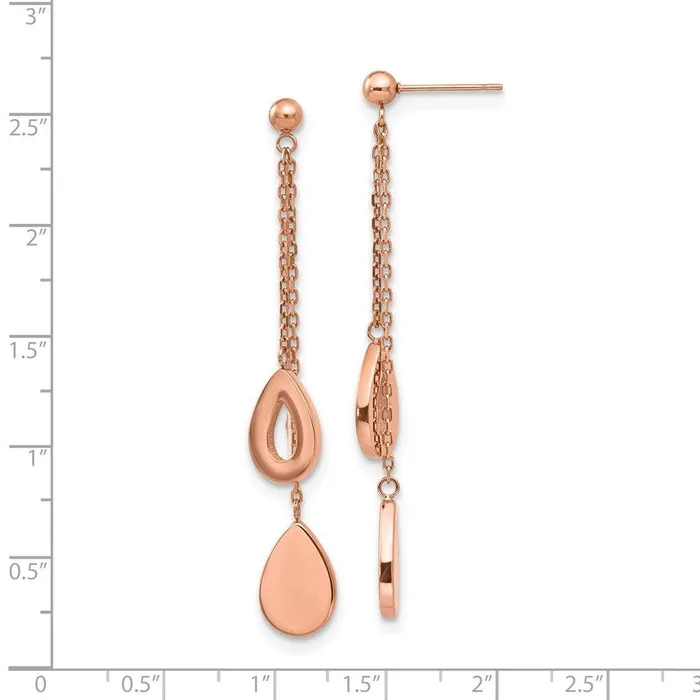 Stainless Steel Polished Rose IPplated Post Dangle Earrings Chisel Earrings