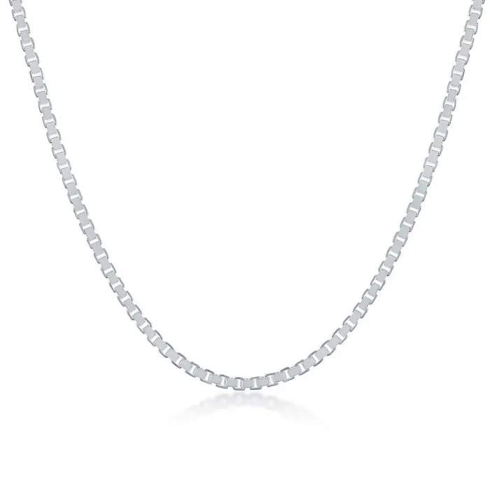 Sterling Silver 18mm Box Chain 20 Classic Rings