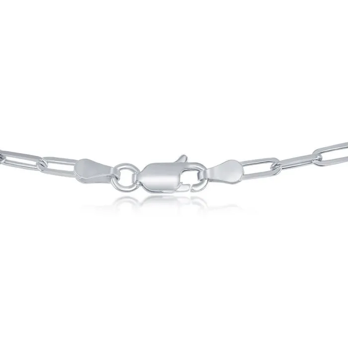 Sterling Silver 28mm Paper Clip Linked Chain Rhodium Plated Classic Rings