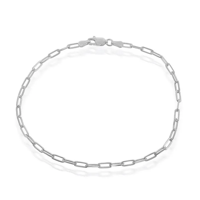 Sterling Silver 28mm Paper Clip Linked Chain Rhodium Plated Classic Rings
