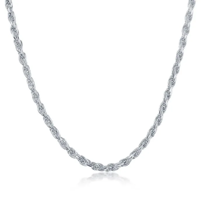 Sterling Silver 33mm Rope Chain Silver Plated Classic Rings