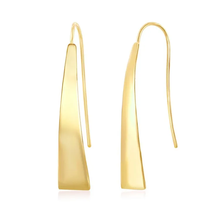 Sterling Silver Gold Plated Triangle Shaped Earrings Classic Earrings
