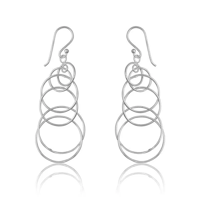 Sterling Silver Multi Open Circle Earrings Classic Earrings