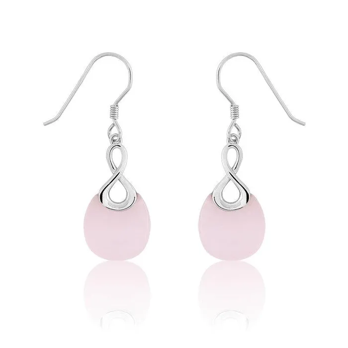 Sterling Silver Pink Infinity Cats Eye Earrings Classic Earrings