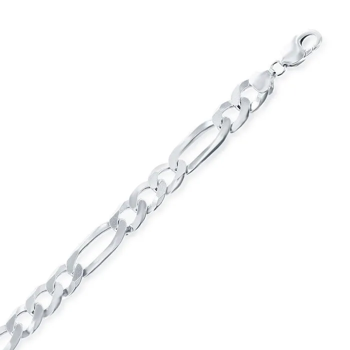 Sterling Silver Rhodium Plated 75mm Figaro Chain 22 Classic Rings