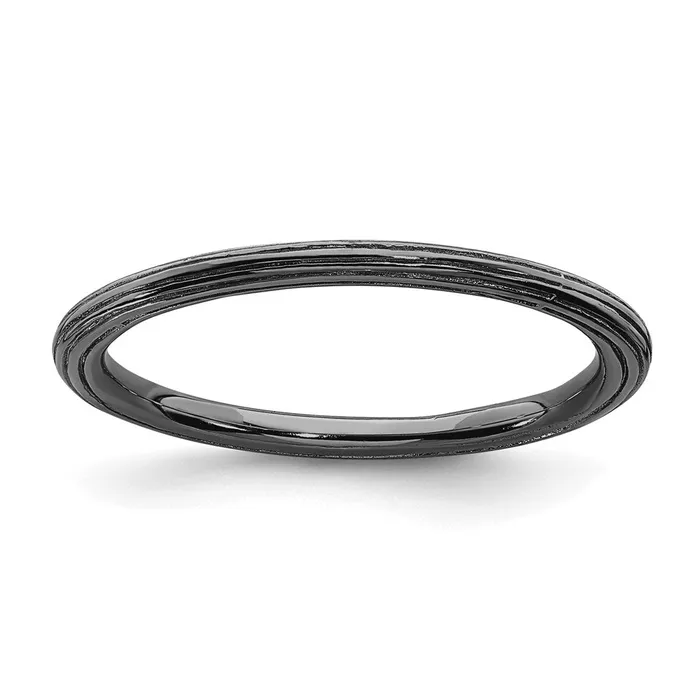 Sterling Silver Stackable Expressions Blackplated Stepdown Ring QSK185 Stackable Expressions Rings