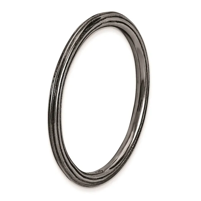 Sterling Silver Stackable Expressions Blackplated Stepdown Ring QSK185 Stackable Expressions Rings