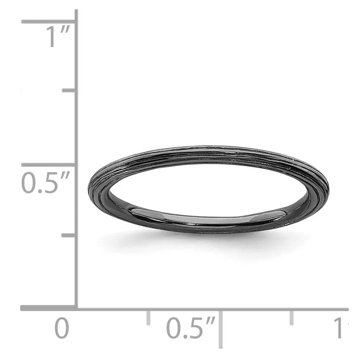 Sterling Silver Stackable Expressions Blackplated Stepdown Ring QSK185 Stackable Expressions Rings