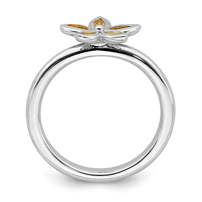 Sterling Silver Stackable Expressions Citrine Flower Ring QSK489 Stackable Expressions Rings