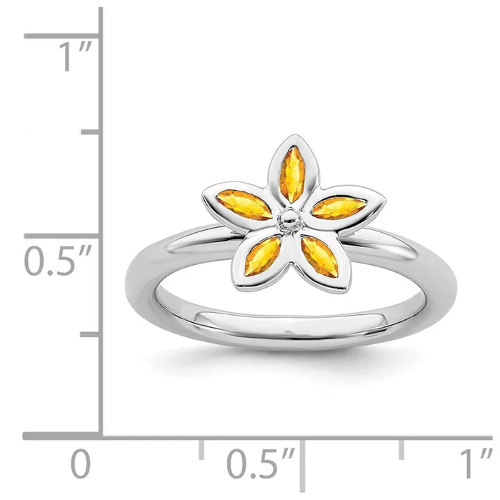 Sterling Silver Stackable Expressions Citrine Flower Ring QSK489 Stackable Expressions Rings