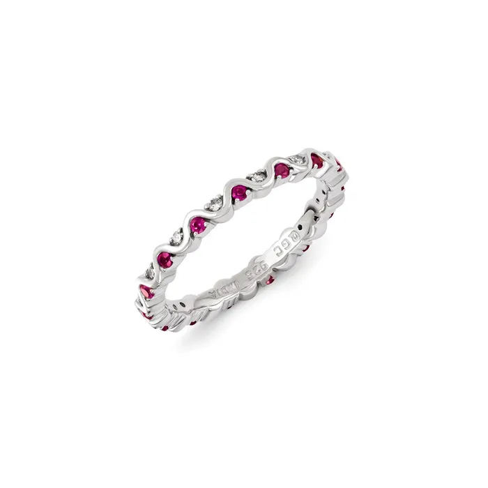 Sterling Silver Stackable Expressions Diamond Created Ruby Ring QSK1089 Stackable Expressions Rings
