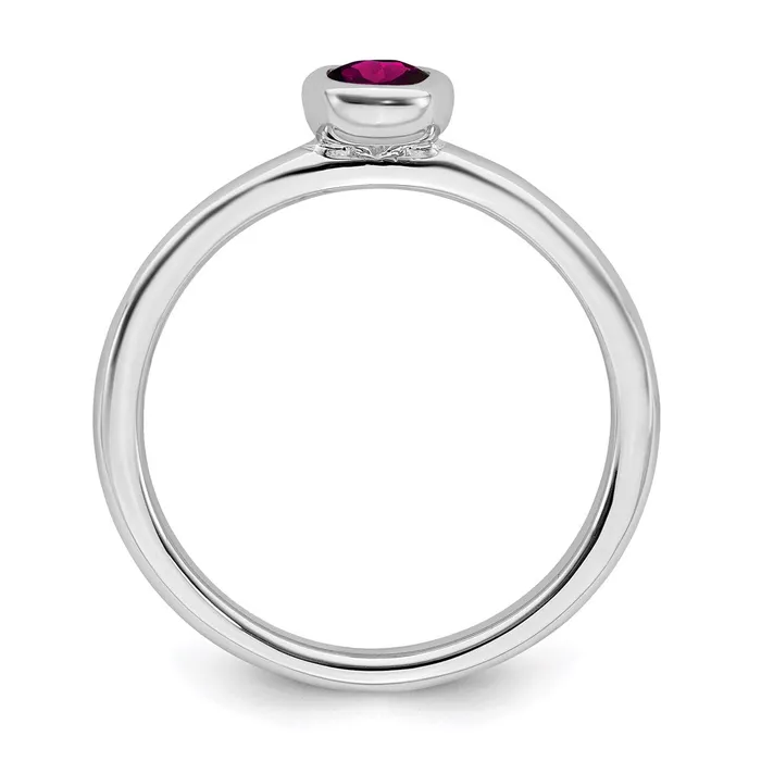 Sterling Silver Stackable Expressions Oval Rhodolite Garnet Ring QSK439 Stackable Expressions Rings