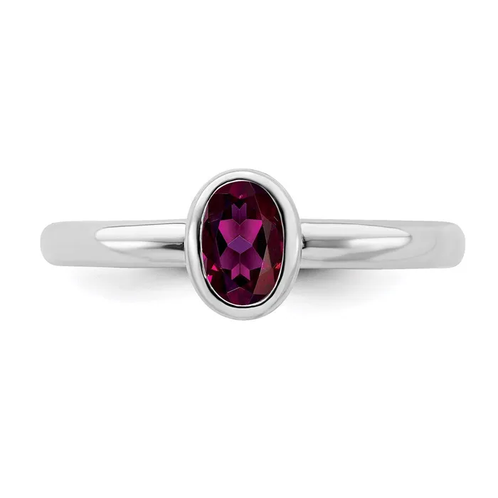 Sterling Silver Stackable Expressions Oval Rhodolite Garnet Ring QSK439 Stackable Expressions Rings