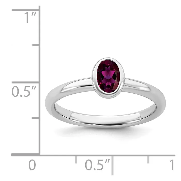 Sterling Silver Stackable Expressions Oval Rhodolite Garnet Ring QSK439 Stackable Expressions Rings