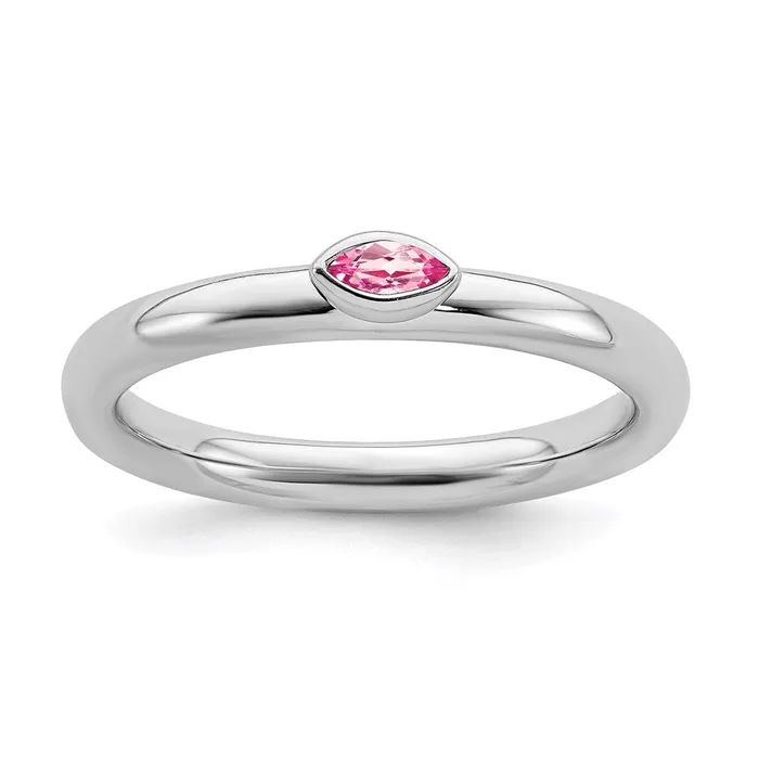 Sterling Silver Stackable Expressions Pink Tourmaline Ring QSK2133 Stackable Expressions Rings