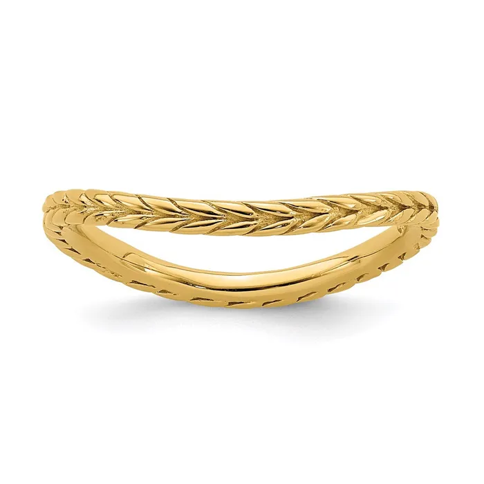 Sterling Silver Stackable Expressions Polished Goldplated Wave Ring QSK827 Stackable Expressions Rings