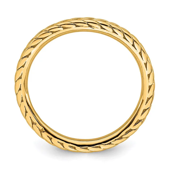 Sterling Silver Stackable Expressions Polished Goldplated Wave Ring QSK827 Stackable Expressions Rings