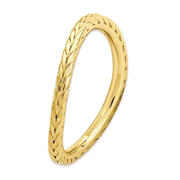 Sterling Silver Stackable Expressions Polished Goldplated Wave Ring QSK827 Stackable Expressions Rings