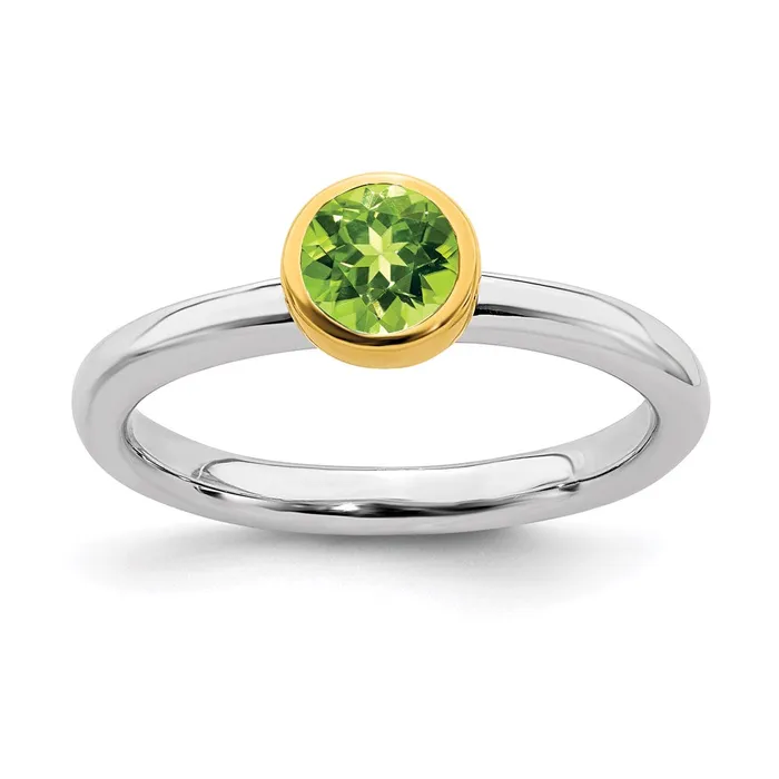 Sterling Silver Stackable Expressions wGoldplate Peridot Ring QSK1882 Stackable Expressions Rings