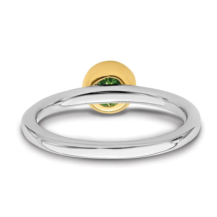 Sterling Silver Stackable Expressions wGoldplate Peridot Ring QSK1882 Stackable Expressions Rings