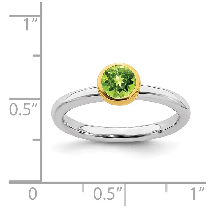 Sterling Silver Stackable Expressions wGoldplate Peridot Ring QSK1882 Stackable Expressions Rings
