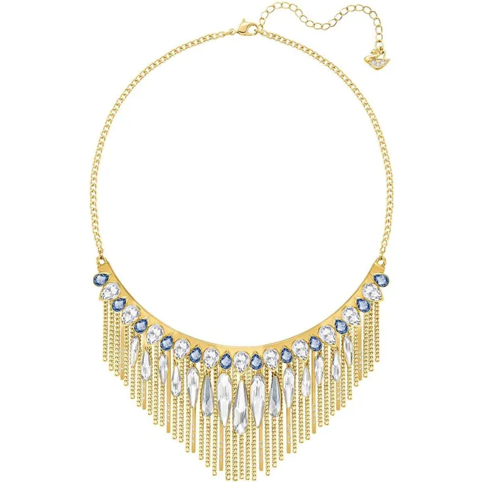 Swarovski Necklaces Swarovski Womens Necklace Gipsy Fringed Gold Plated Clear Blue Crystals 5260592