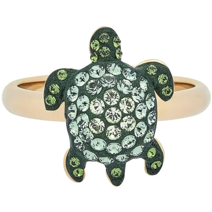 Swarovski Rings Swarovski Womens Ring Mustique Sea Life Green Crystal Turtle Size 65 5524497