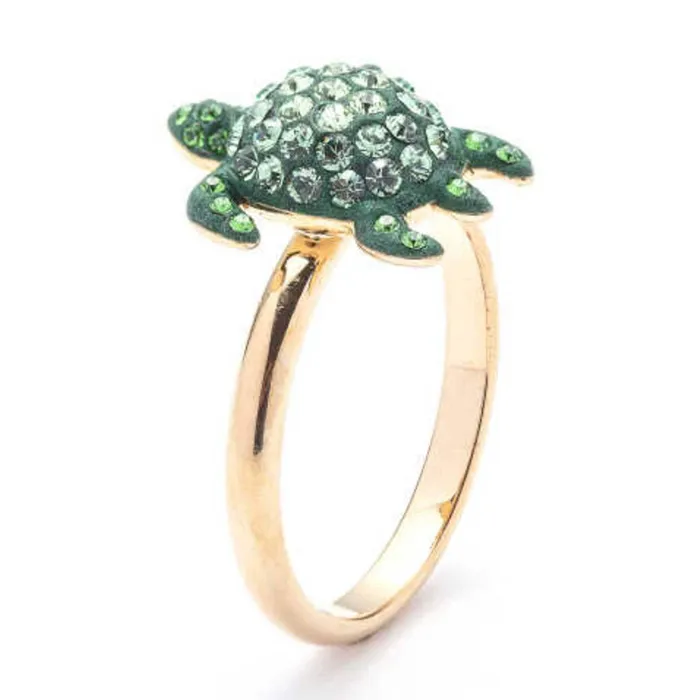 Swarovski Rings Swarovski Womens Ring Mustique Sea Life Green Crystal Turtle Size 65 5524497