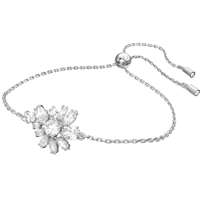 Swarovski Womens Bracelet Gema White Flower Mixed Cuts Rhodium Plated 5644684 Swarovski Bracelets