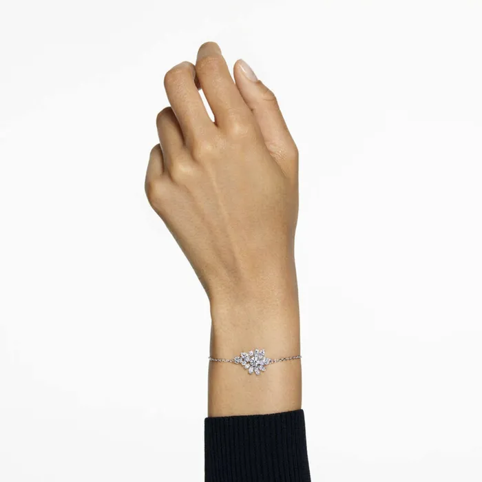 Swarovski Womens Bracelet Gema White Flower Mixed Cuts Rhodium Plated 5644684 Swarovski Bracelets