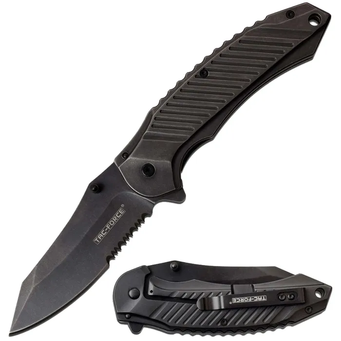 Tac Force Tac Force Knife Spring Assisted Black Stainless Steel Handle Folding TF968SW Bracelets
