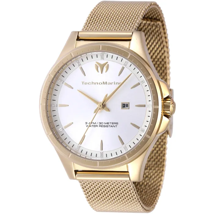 TechnoMarine Rings Technomarine Womens Watch MoonSun Silver Tone Dial Yellow Gold Case TM822036