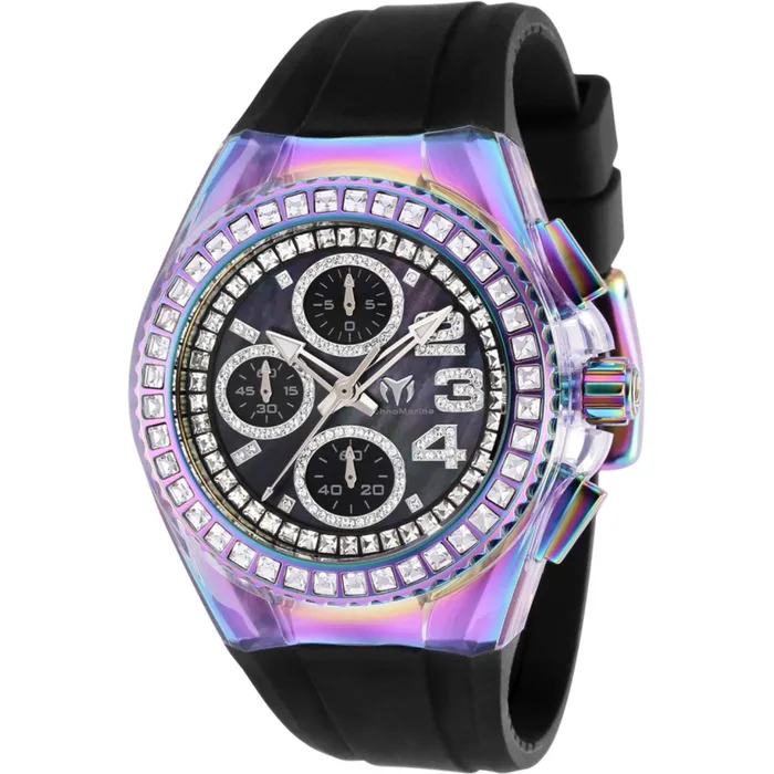 TechnoMarine Watches Technomarine Womens Crystal Watch Cruise Glitz Iridescent Case Strap TM121065