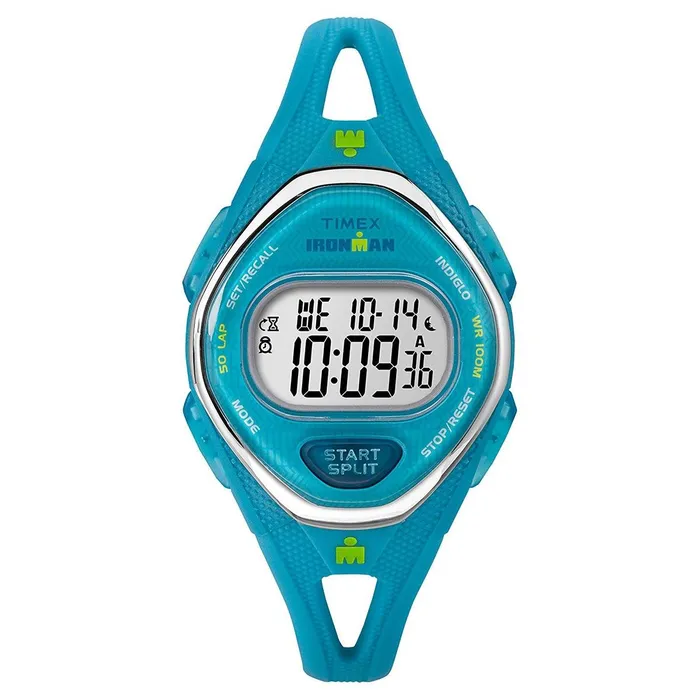 Timex Watches Timex Chronograph Watch Womens Ironman Sleek 50 Blue Strap TW5M13500JV