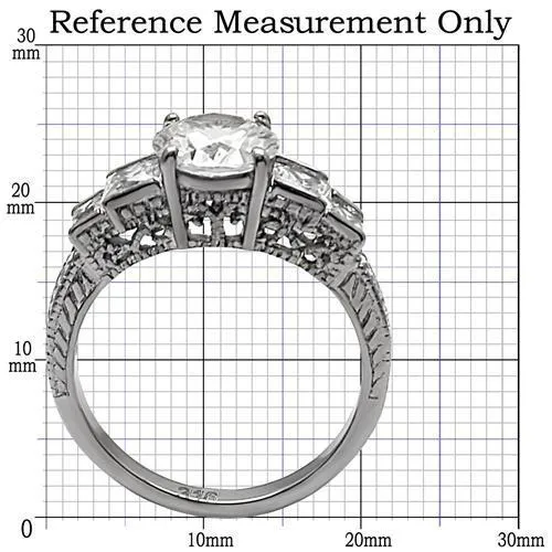 TK057 High polished no plating Stainless Steel Ring with AAA Grade CZ in Clear Alamode Rings