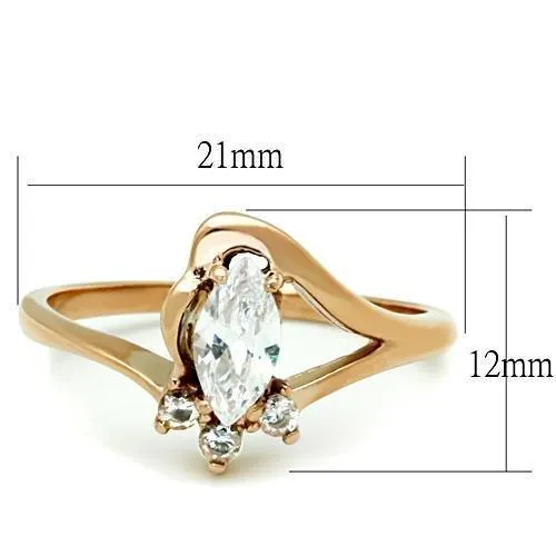 TK1590 IP Rose GoldIon Plating Stainless Steel Ring with AAA Grade CZ in Clear Alamode Rings