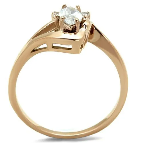 TK1590 IP Rose GoldIon Plating Stainless Steel Ring with AAA Grade CZ in Clear Alamode Rings