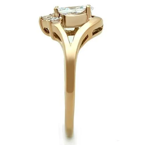 TK1590 IP Rose GoldIon Plating Stainless Steel Ring with AAA Grade CZ in Clear Alamode Rings