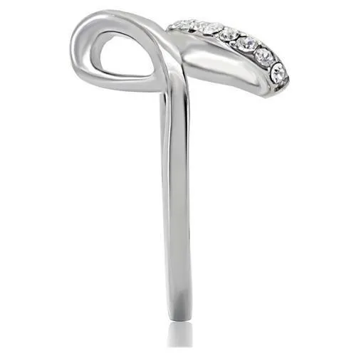 TK162 High polished no plating Stainless Steel Ring with Top Grade Crystal in Clear Alamode Rings
