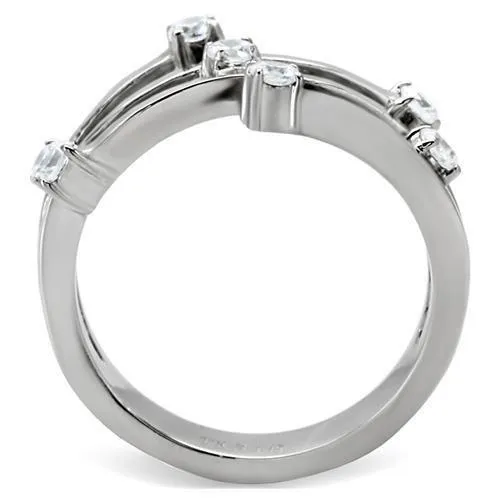 TK173 High polished no plating Stainless Steel Ring with Top Grade Crystal in Clear Alamode Rings