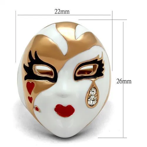 TK2143 IP Rose GoldIon Plating Stainless Steel Ring with Top Grade Crystal in Clear Alamode Rings