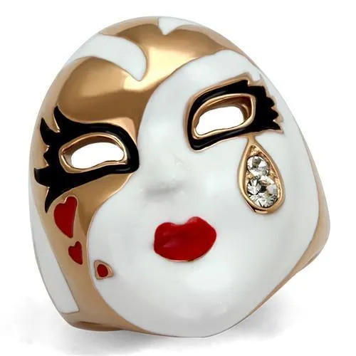 TK2143 IP Rose GoldIon Plating Stainless Steel Ring with Top Grade Crystal in Clear Alamode Rings