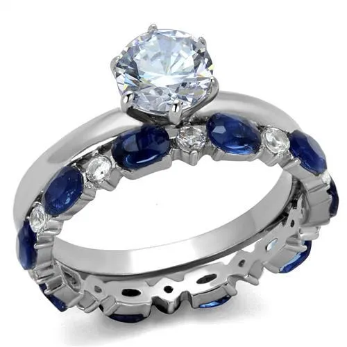 TK2175 High polished no plating Stainless Steel Ring with AAA Grade CZ in Clear Alamode Rings