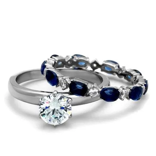 TK2175 High polished no plating Stainless Steel Ring with AAA Grade CZ in Clear Alamode Rings